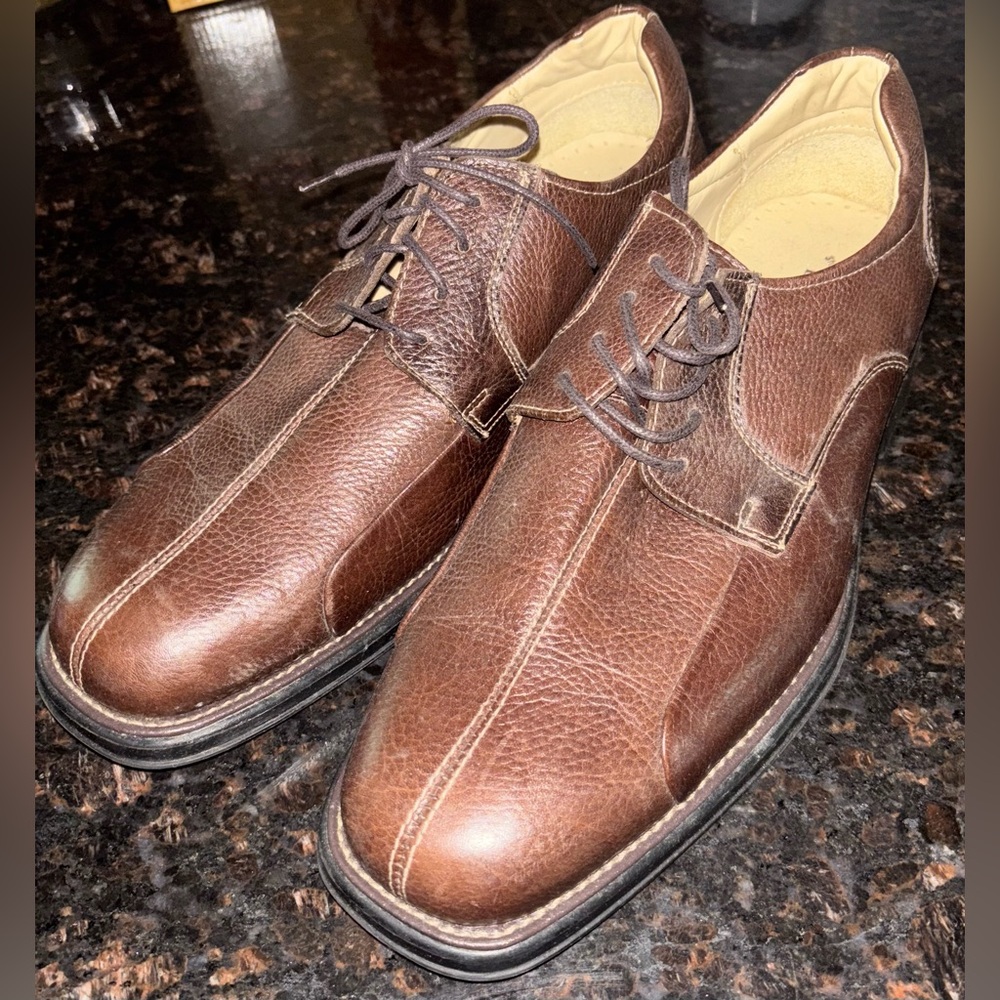 Studio Belvedere Men’s Brown Oxford Bay Bridge Pebbled Leather Shoes size 13